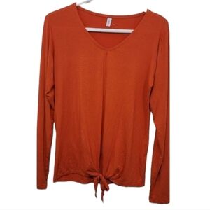 Ceseboo Long sleeve tie front shirt size small in pumpkin